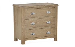 Julian Bowen Memphis Limed Oak 3 Drawer Chest From Side Front-Better Bed Company