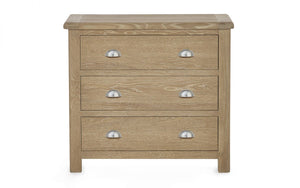 Julian Bowen Memphis Limed Oak 3 Drawer Chest Front View-Better Bed Company