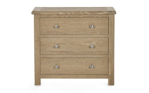 Julian Bowen Memphis Limed Oak 3 Drawer Chest Front With Round Handles-Better Bed Company