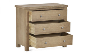 Julian Bowen Memphis Limed Oak 3 Drawer Chest Drawers Open-Better Bed Company