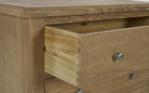 Julian Bowen Memphis Limed Oak 3 Drawer Chest Round Handles Dove Tail Joints-Better Bed Company