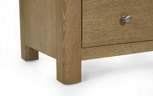 Julian Bowen Memphis Limed Oak 3 Drawer Chest Legs Close Up-Better Bed Company