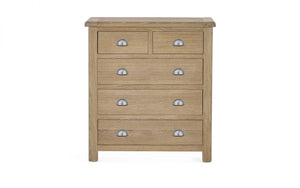 Julian Bowen Memphis Limed Oak 3 + 2 Drawer Chest From Front-Better Bed Company