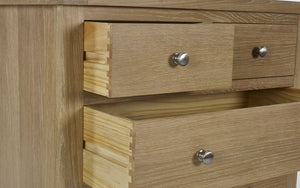 Julian Bowen Memphis Limed Oak 3 + 2 Drawer Chest Drawers Open Round Handles-Better Bed Company