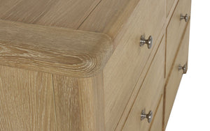 Julian Bowen Memphis Limed Oak 6 Drawer Wide Chest Top Edge Detail-Better Bed Company