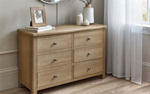 Julian Bowen Memphis Limed Oak 6 Drawer Wide Chest-Better Bed Company