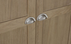 Julian Bowen Memphis Limed Oak 2 Door 1 Drawer Wardrobe Handles Close Up-Better Bed Company