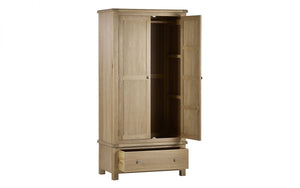 Julian Bowen Memphis Limed Oak 2 Door 1 Drawer Wardrobe Door And Drawers Open-Better Bed Company