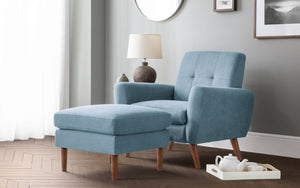 Julian Bowen Monza Ottoman Blue With Chair-Better Bed Company 