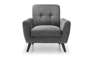 Julian Bowen Monza Chair Grey Velvet-Better Bed Company 