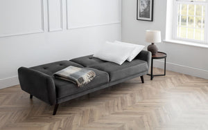 Julian Bowen Monza Sofa Bed Grey Velvet As A Bed-Better Bed Company 