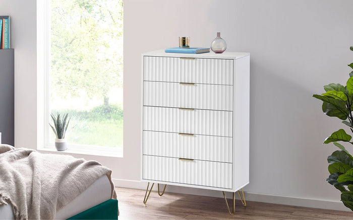 Julian Bowen Murano 5 Drawer Chest - Matte White