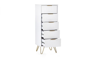 Julian Bowen Murano 5 Drawer Tallboy - Matte White