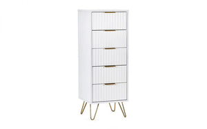 Julian Bowen Murano 5 Drawer Tallboy - Matte White