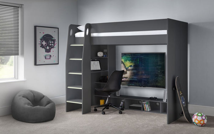 Julian Bowen Nebula Gaming Bed with Desk Anthracite