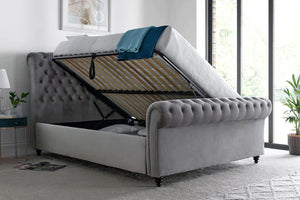 Bedmaster Osborne Velvet Chesterfield Ottoman Bed Open-Better Bed Company