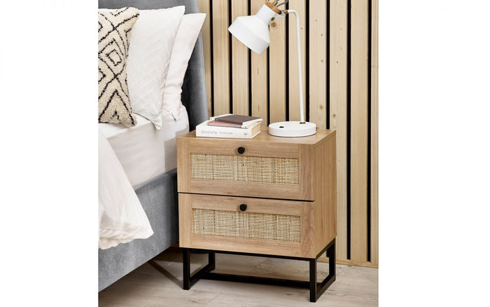 Julian Bowen Padstow 2 Drawer Bedside Table - Oak