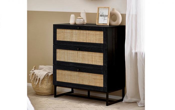 Julian Bowen Padstow 3 Drawer Chest - Black