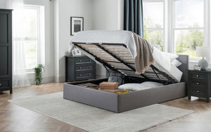 Julian Bowen Rialto Lift up Storage Bed Frame Grey Open In Bedroom-Better Bed Company