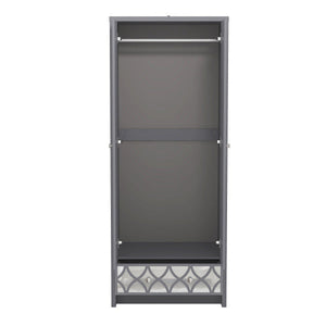 GFW Arianna 2 Door 1 Drawer Wardrobe Grey Open-Better Bed Company