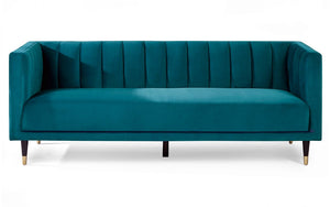 Julian Bowen Salma Scalloped Back 3 Seater Teal From Front-Better Bed Company