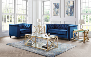 Julian Bowen Sandringham 2 Seater Sofa Blue Velvet-Better Bed Company 