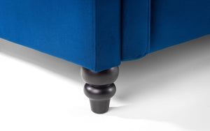 Julian Bowen Sandringham 3 Seater Sofa Blue Velvet Leg Close Up-Better Bed Company