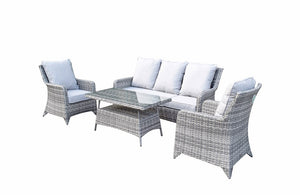 Signature Weave Sarah Grey 5 Seat Sofa Set With High Coffee Table-Better Bed Company 