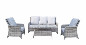 Signature Weave Sarah Grey 4 Seat Sofa Set With High Coffee Table-Better Bed Company 