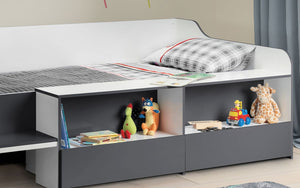 Julian Bowen Stella Low Sleeper Bed Charcoal & White Drawer Close Up-Better Bed Company