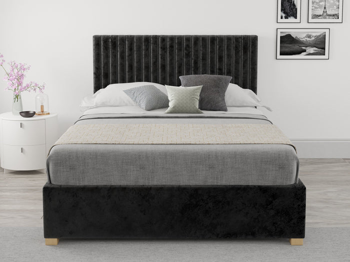 Better Glossop Black Velvet Ottoman Bed