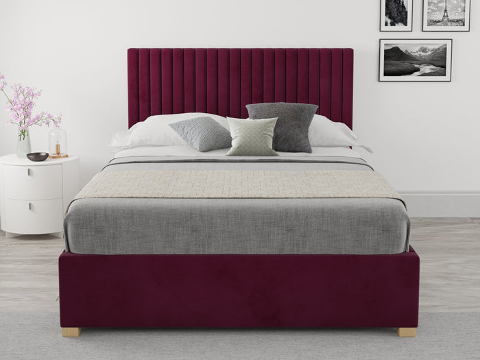 Better Glossop Berry Plush Velvet Ottoman Bed