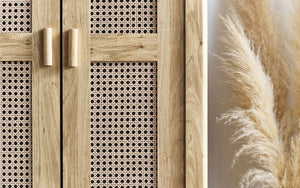 Julian Bowen Sydney 2 Door Wardrobe Rattan Close Up-Better Bed Company