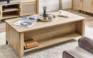 Julian Bowen Sydney 2 Drawer Coffee Table Shelving Detail-Better Bed Company