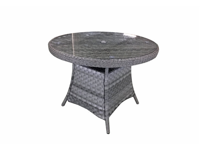 Signature Weave Victoria Round Dining Table 100cm in Multi Grey Wicker