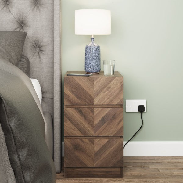 GFW Catania 3 Drawer Bedside Table