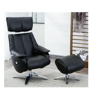 GFA Alpha Leather Recliner And Foot Stool In Black-Better Store 