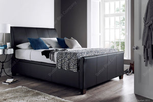 Dale Black Leather Bed-Fabric Beds-Better Store