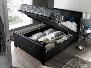 Kaydian Allendale Black Leather Storage Ottoman Bed Frame