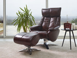 GFA Alpha Leather Recliner And Foot Stool In Conker Brown-Better Store 