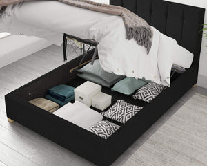 Better Bromley Velvet Black Ottoman Bed