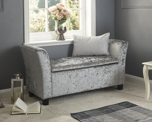 GFW Crushed Velvet Window Seat Grey-Better Bed Company 